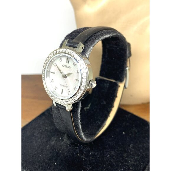 Citizen Women\'s Watch EM0860-51D Eco Drive Mother of Pearl Dial Black Leather main image 11